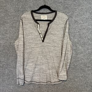 Lucky Brand Shirt Mens Small Gray Heather Henley Long Sleeve Tshirt Stretch FLAW